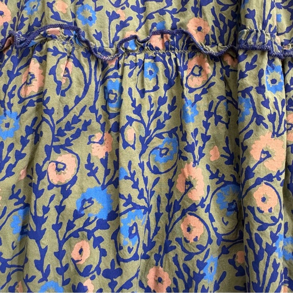 Anthropologie Penrose Tiered Tunic Dress Women Size M Floral Green Beach Boho - Picture 9 of 12